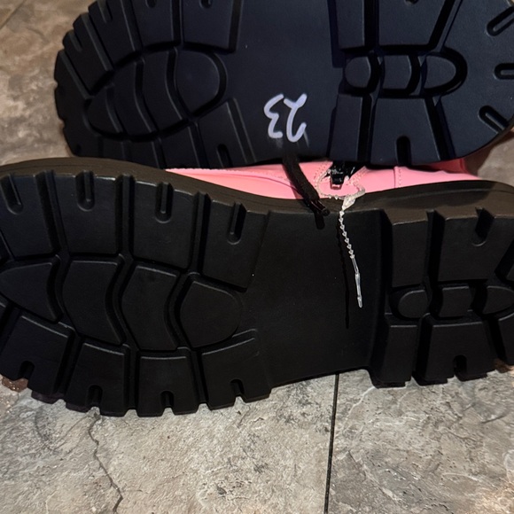 Soda Pink Combat Boots with Black Laces - Picture 8 of 11